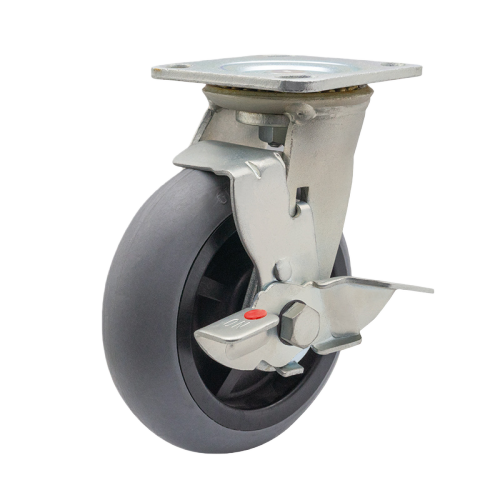 8" x 2" Conductive TPR Wheel,4.5" x 4" Top Plate Swivel Casters with Metal Side Brake, 595 lbs Load Rating