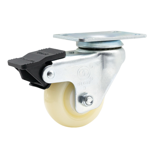 2.5" x 1.5" Nylon Wheel,3.7" x 2.6" Top Plate Swivel Casters with Nylon Total Lock, 176 lbs Load Rating