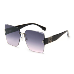 LEKE Large Square Rimless Cut Rim Chunky Leg Polarized Sunglasses 2203