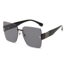 LEKE Large Square Rimless Cut Rim Chunky Leg Polarized Sunglasses 2203