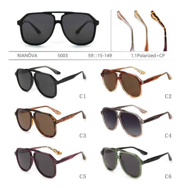 RIANOVA polarized sunglasses CP leg Square glasses 5003