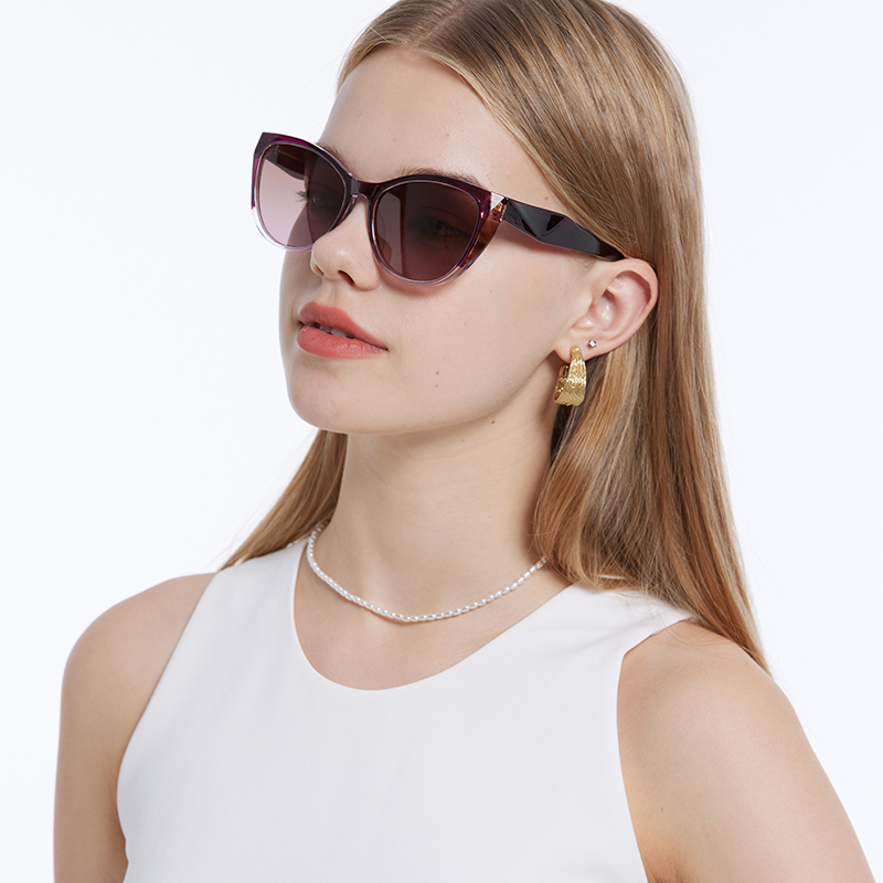 RIANOVA cat eye shape large frame cp temples polarized sunglasses 7007