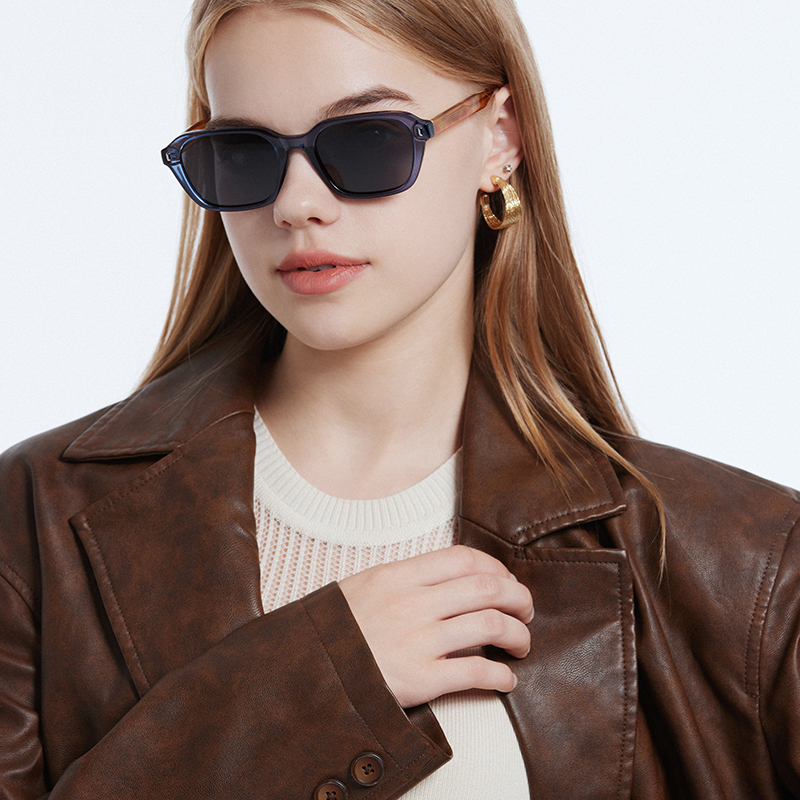 RIANOVA fashion small frame square rivet decoration cp temples polarized sunglasses 8012