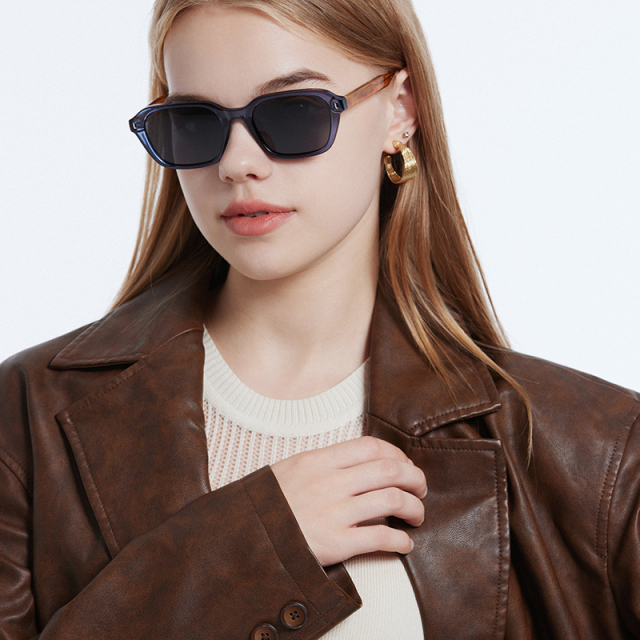 RIANOVA fashion small frame square rivet decoration cp temples polarized sunglasses 8012