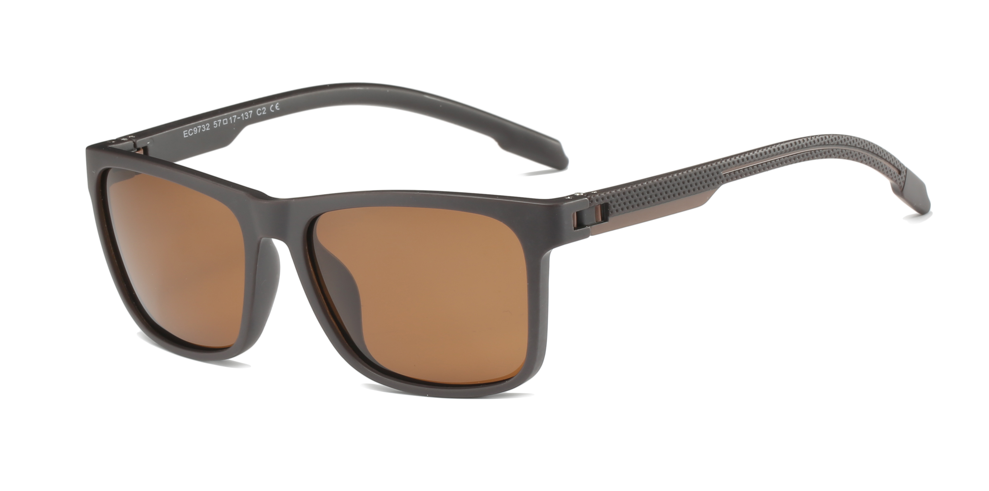 Enrique Cavaldi Classic Square Frame Cutout Breathable Design Clashing Color Legs Polarized Sunglasses 9732