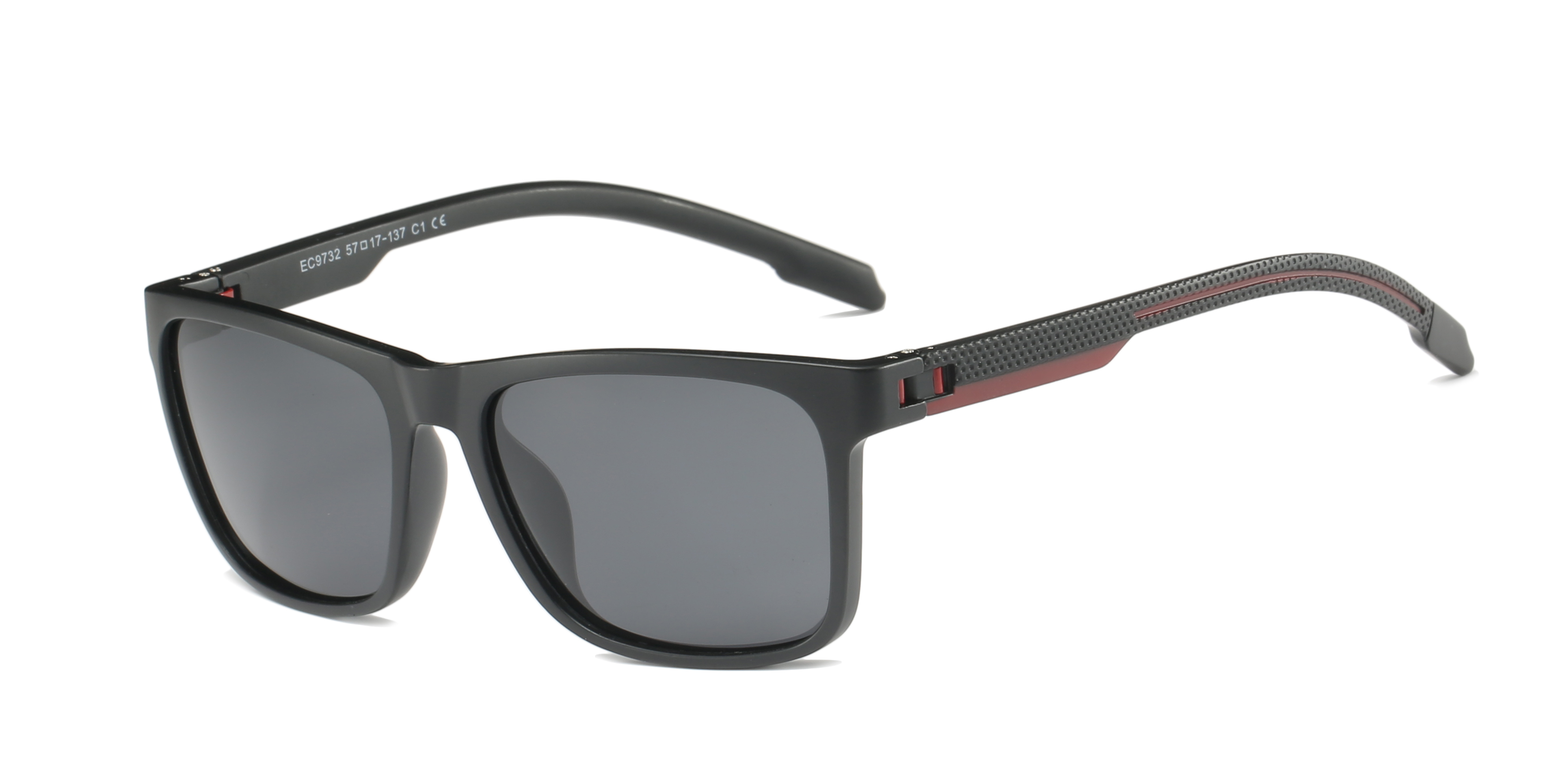 Enrique Cavaldi Classic Square Frame Cutout Breathable Design Clashing Color Legs Polarized Sunglasses 9732