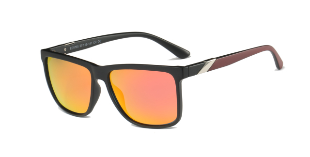 Enrique Cavaldi square shape beveled metal bar decorative temples polarized sunglasses 9735