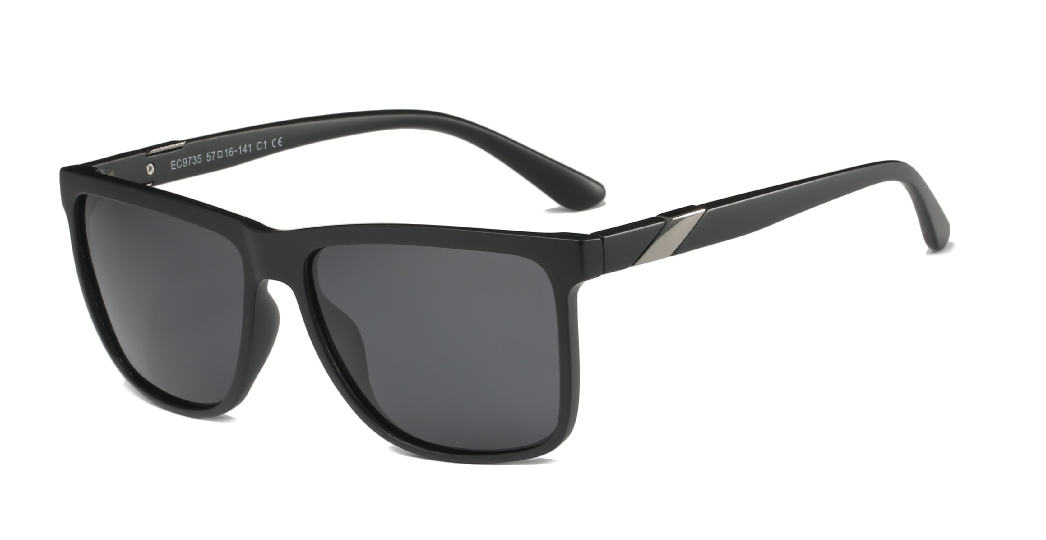 Enrique Cavaldi square shape beveled metal bar decorative temples polarized sunglasses 9735