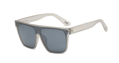 Enrique Cavaldi Large Frame One Piece Lens Metal Stripes Decorative Thick Legs Polarized Sunglasses 9729