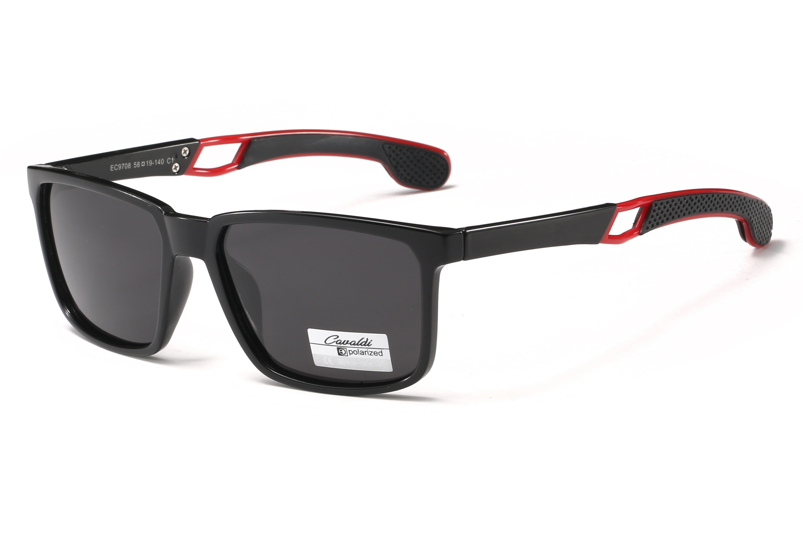 Enrique Cavaldi Square Frame Breathable Cutout Design Mirror Legs Polarized Sunglasses 9708