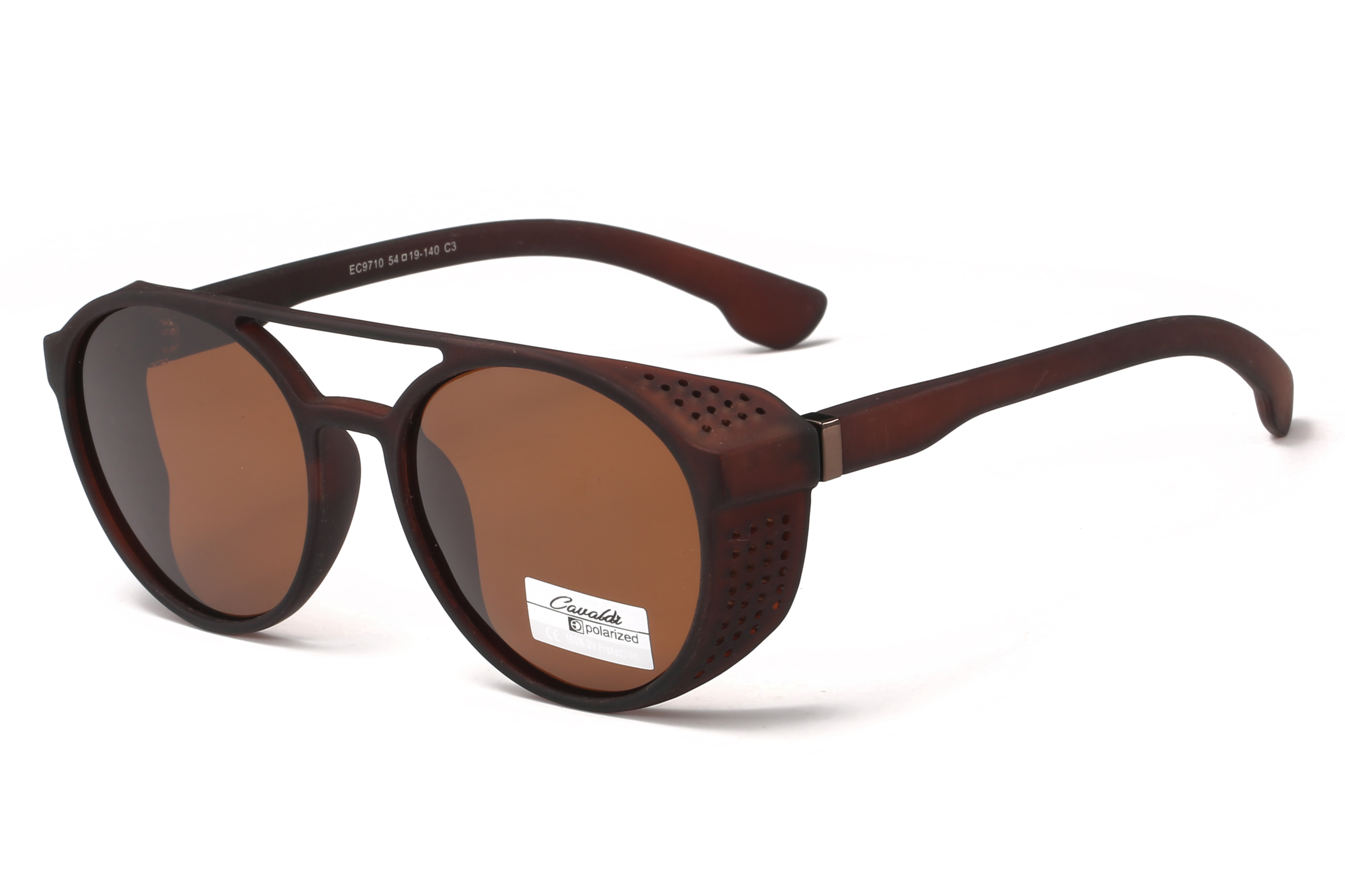 Enrique Cavaldi Oval Shape Double Horizontal Bar Frame Wrap Edge Design Eye Protection Polarized Sunglasses 9710