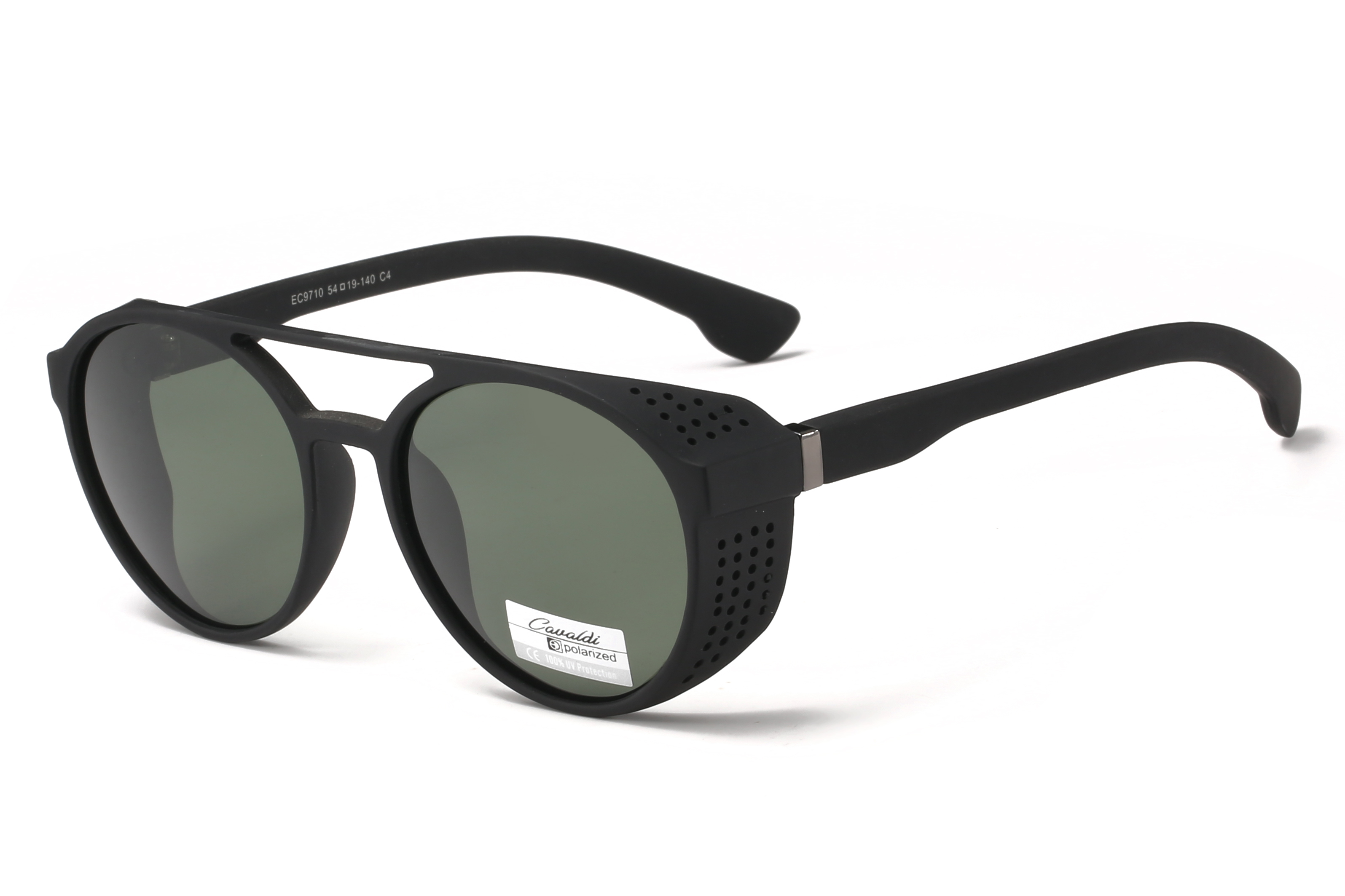 Enrique Cavaldi Oval Shape Double Horizontal Bar Frame Wrap Edge Design Eye Protection Polarized Sunglasses 9710