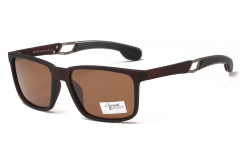 Enrique Cavaldi Square Frame Breathable Cutout Design Mirror Legs Polarized Sunglasses 9708