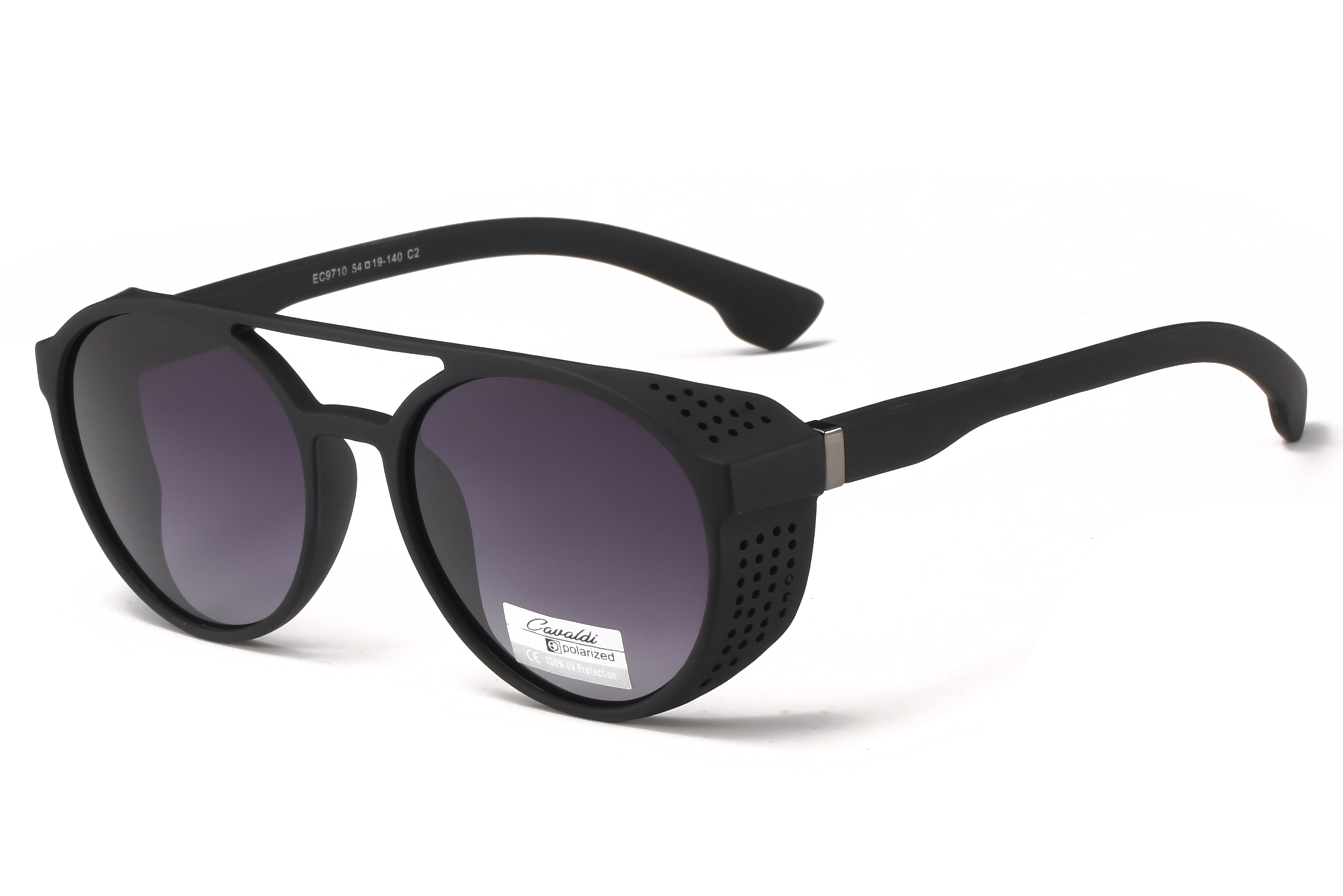 Enrique Cavaldi Oval Shape Double Horizontal Bar Frame Wrap Edge Design Eye Protection Polarized Sunglasses 9710
