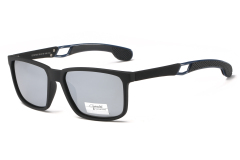 Enrique Cavaldi Square Frame Breathable Cutout Design Mirror Legs Polarized Sunglasses 9708