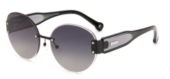 RIANOVA round rimless thick temples polarized sunglasses 6010