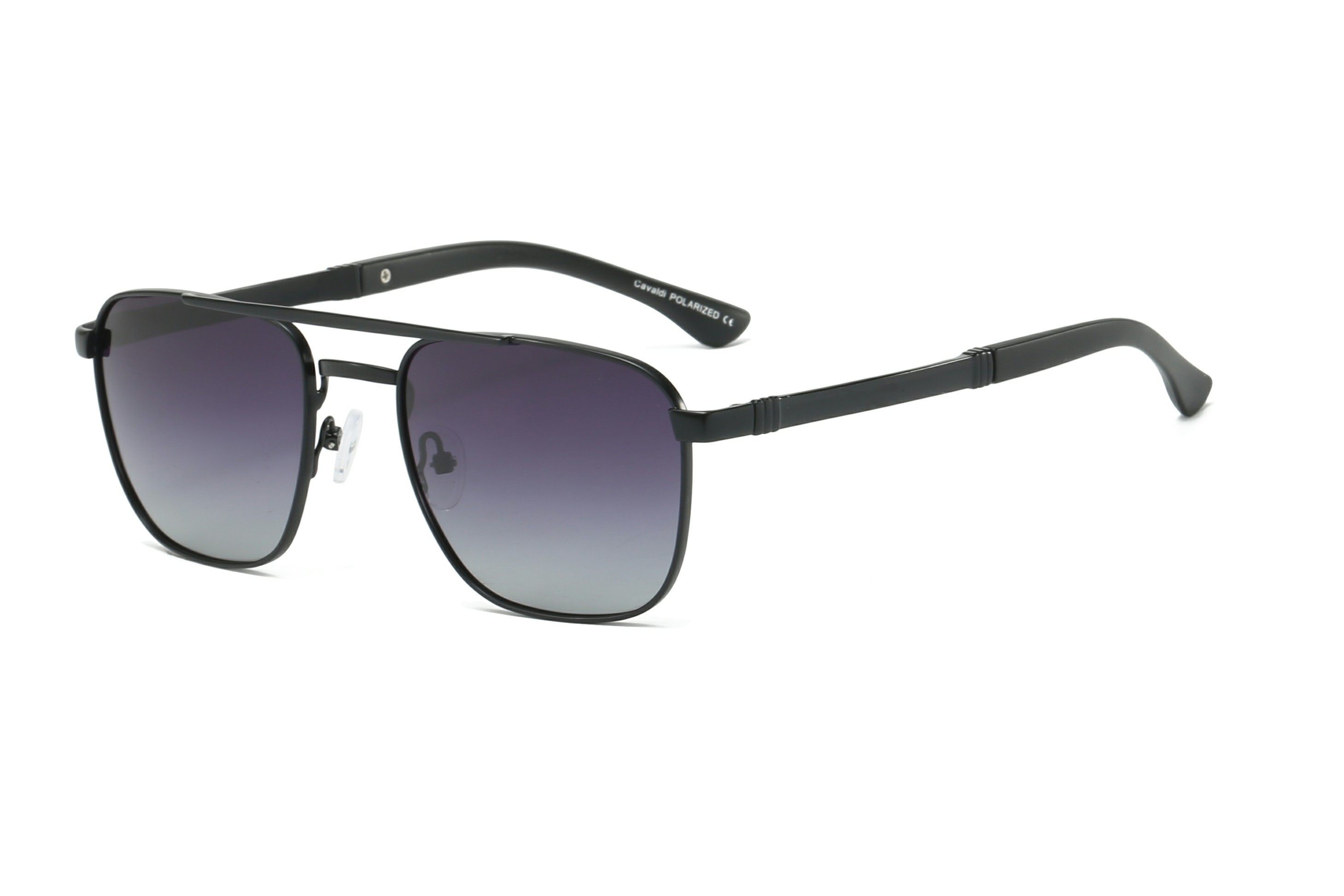 Enrico Cavaldi Double horizontal bar aviator style metal thick temples design polarized sunglasses 8662