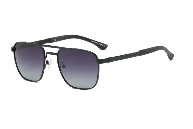 Enrico Cavaldi Double horizontal bar aviator style metal thick temples design polarized sunglasses 8662