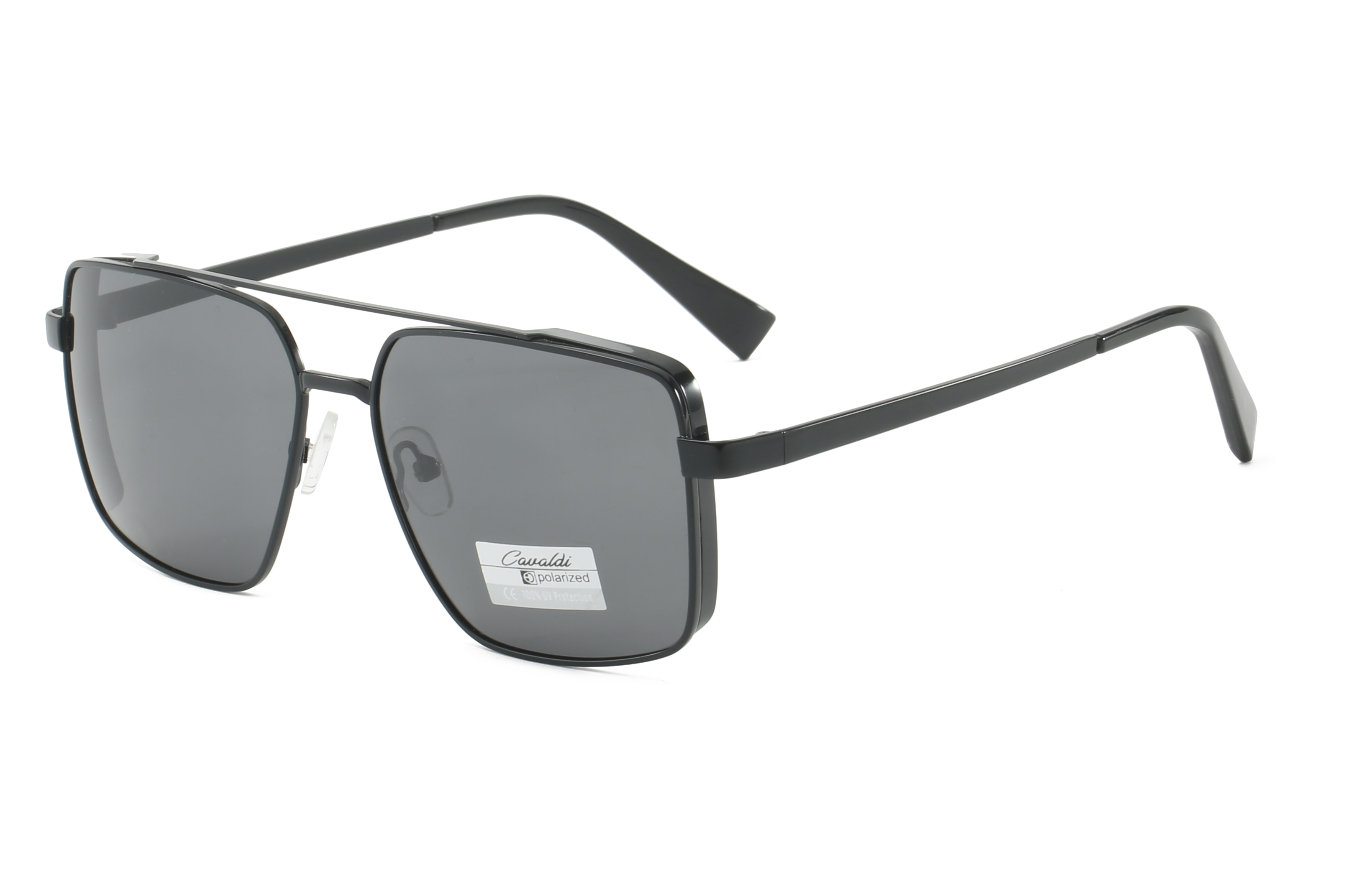 Enrique Cavaldi Metal Square UV Protective Polarized Sunglasses 9002