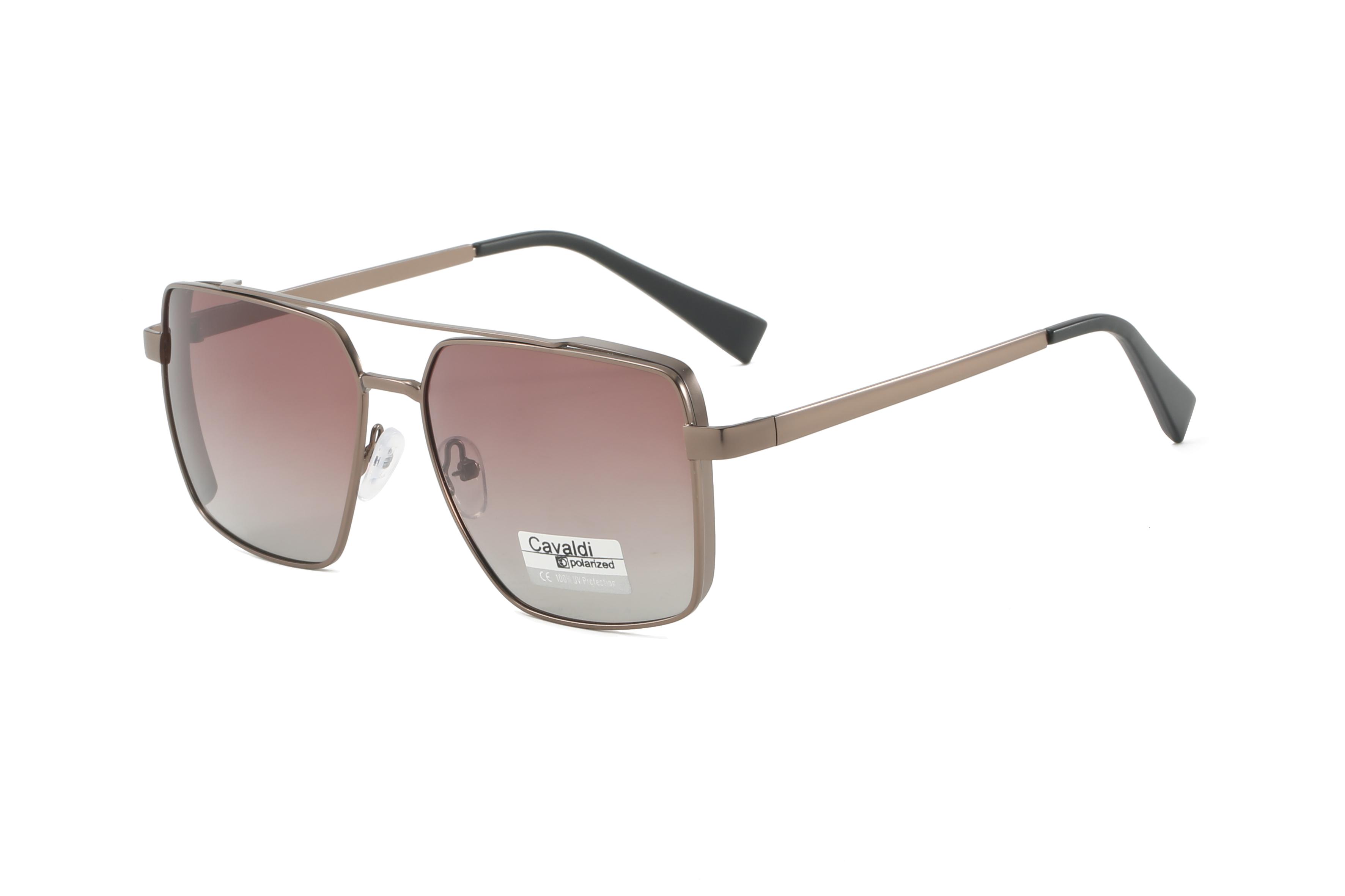 Enrique Cavaldi Metal Square UV Protective Polarized Sunglasses 9002