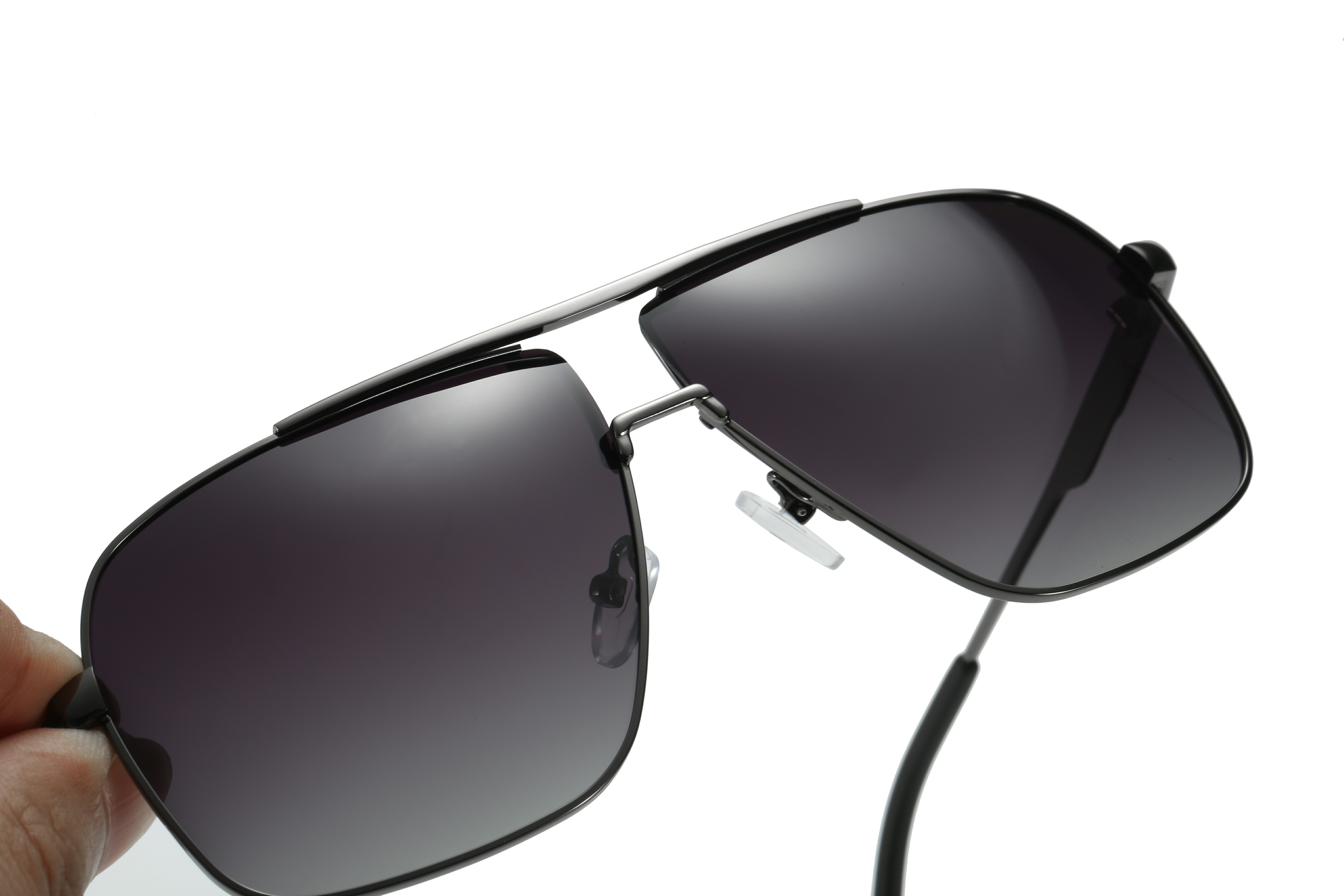 Enrico Cavaldi Double Crossbar Aviator Style Metal Leg Design Polarized Sunglasses 8663