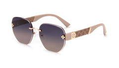 RIANOVA Rimless Floral Decorative Frame Mirror Legs Floral Embellished Polarized Sunglasses 6035