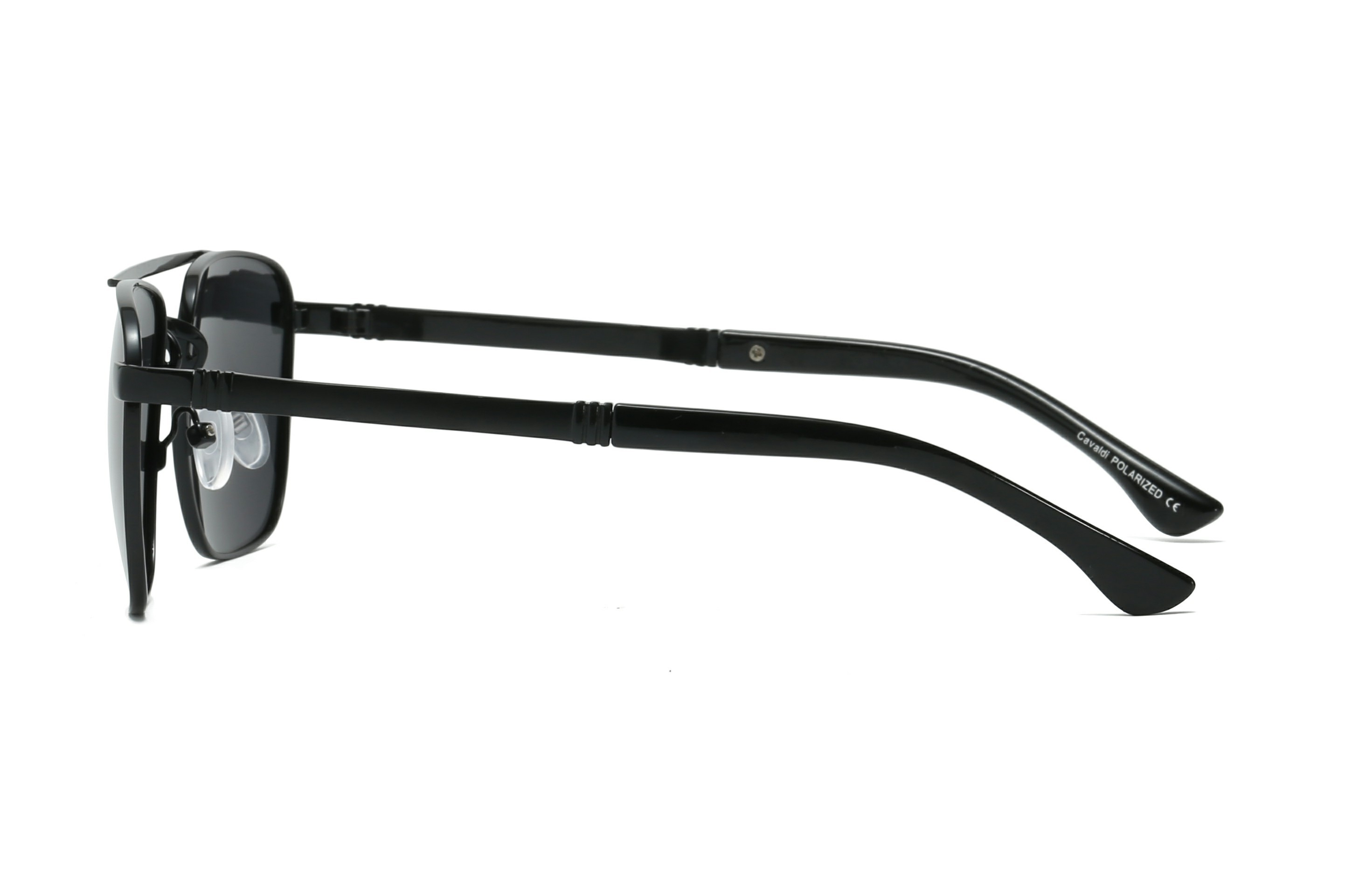 Enrico Cavaldi Double horizontal bar aviator style metal thick temples design polarized sunglasses 8662