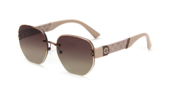 RIANOVA Rimless Floral Decorative Frame Mirror Legs Floral Embellished Polarized Sunglasses 6035