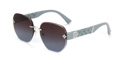 RIANOVA Rimless Floral Decorative Frame Mirror Legs Floral Embellished Polarized Sunglasses 6035