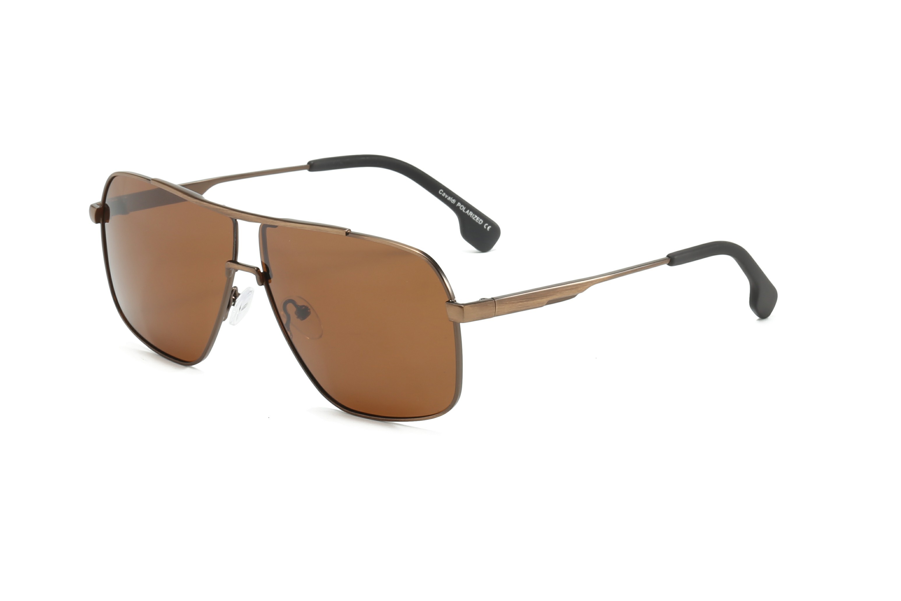 Enrico Cavaldi Double Crossbar Aviator Style Metal Leg Design Polarized Sunglasses 8663