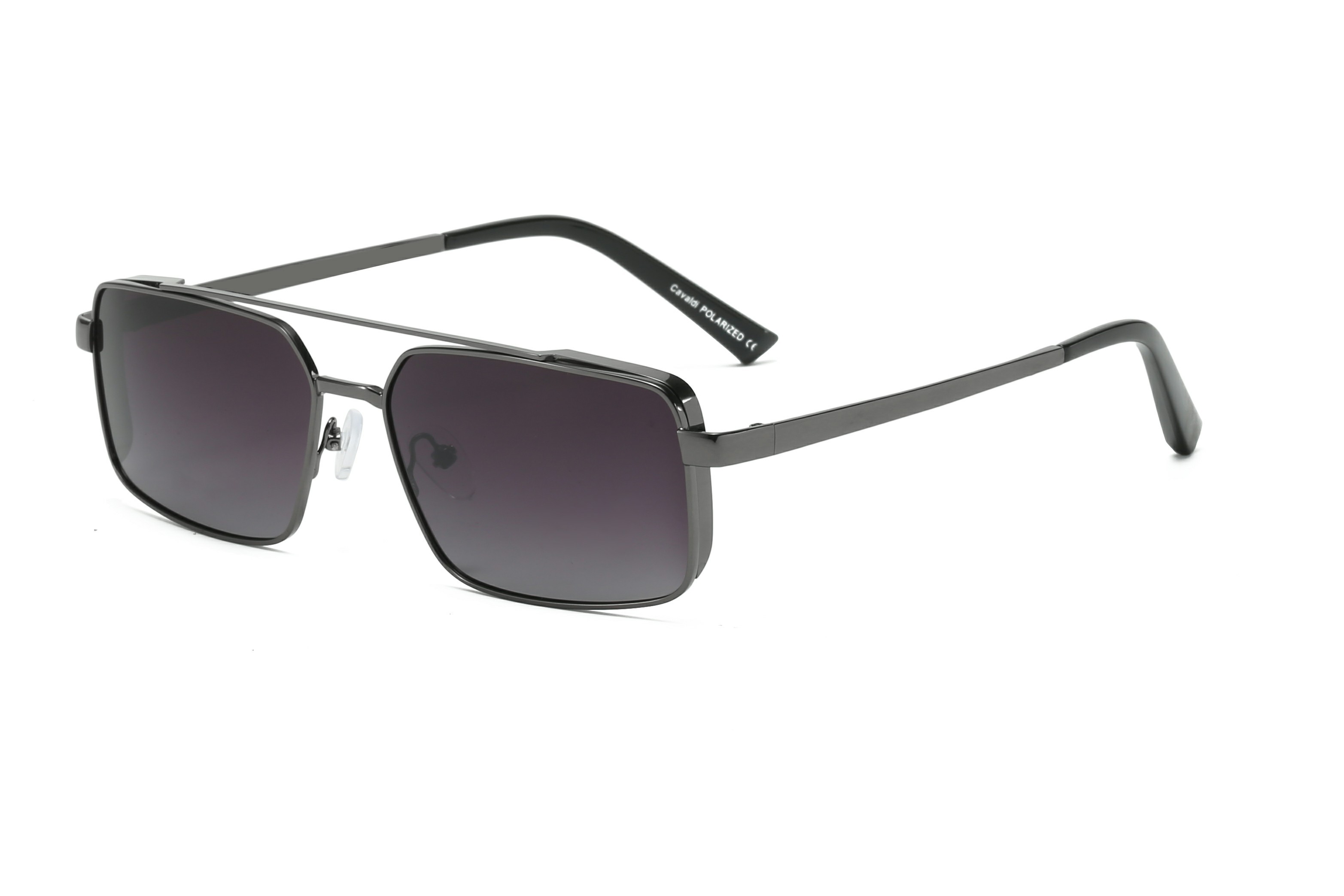 Enrico Cavaldi Metal Double Horizontal Bar Thick Legs Square Frame Design Polarized Sunglasses 8615