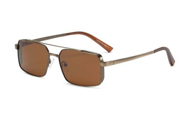 Enrico Cavaldi Metal Double Horizontal Bar Thick Legs Square Frame Design Polarized Sunglasses 8615