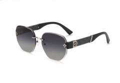 RIANOVA Rimless Floral Decorative Frame Mirror Legs Floral Embellished Polarized Sunglasses 6035