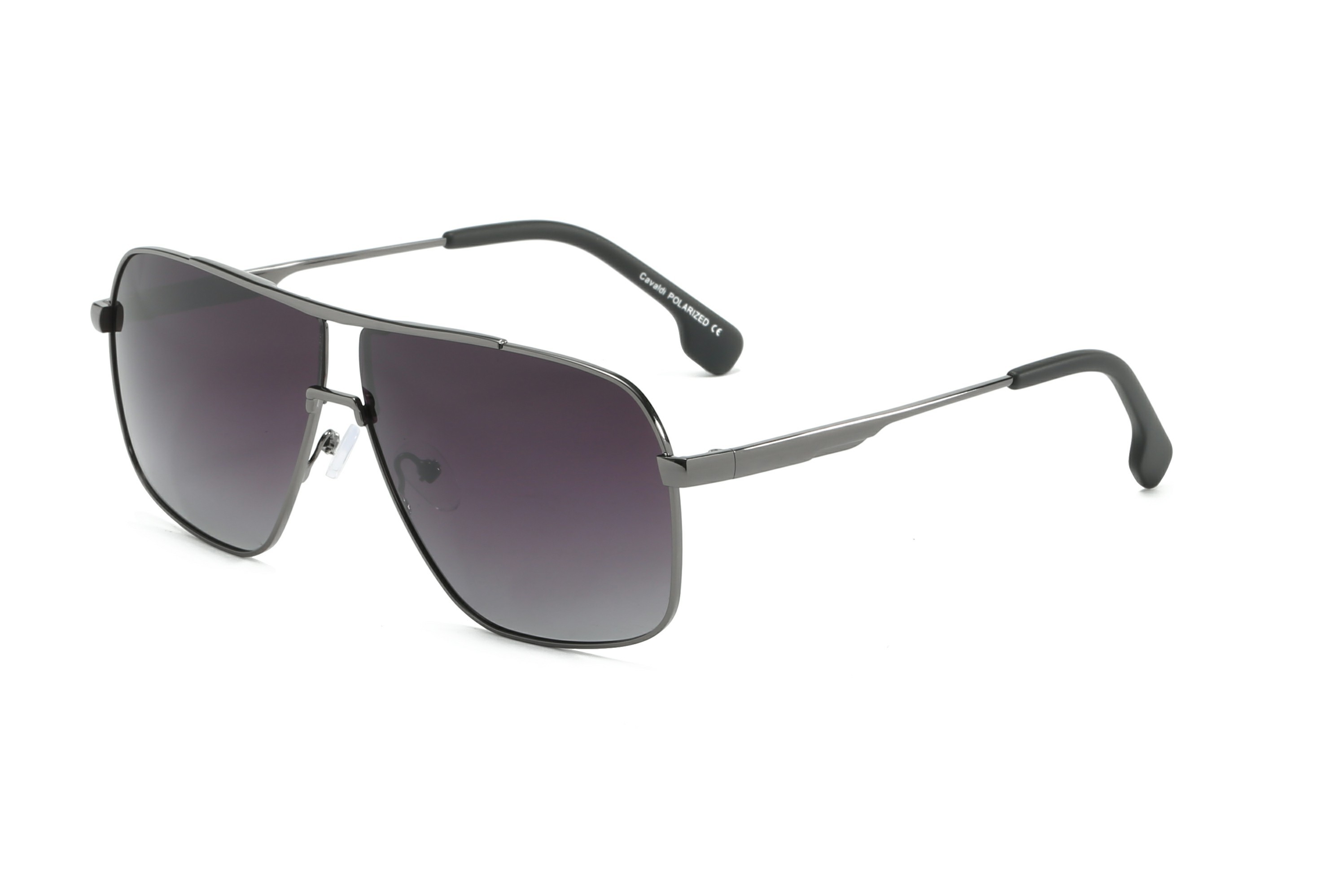 Enrico Cavaldi Double Crossbar Aviator Style Metal Leg Design Polarized Sunglasses 8663