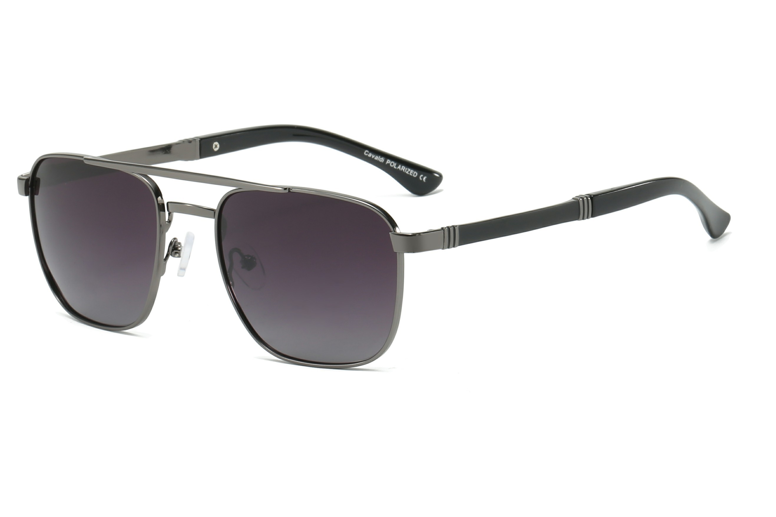 Enrico Cavaldi Double horizontal bar aviator style metal thick temples design polarized sunglasses 8662