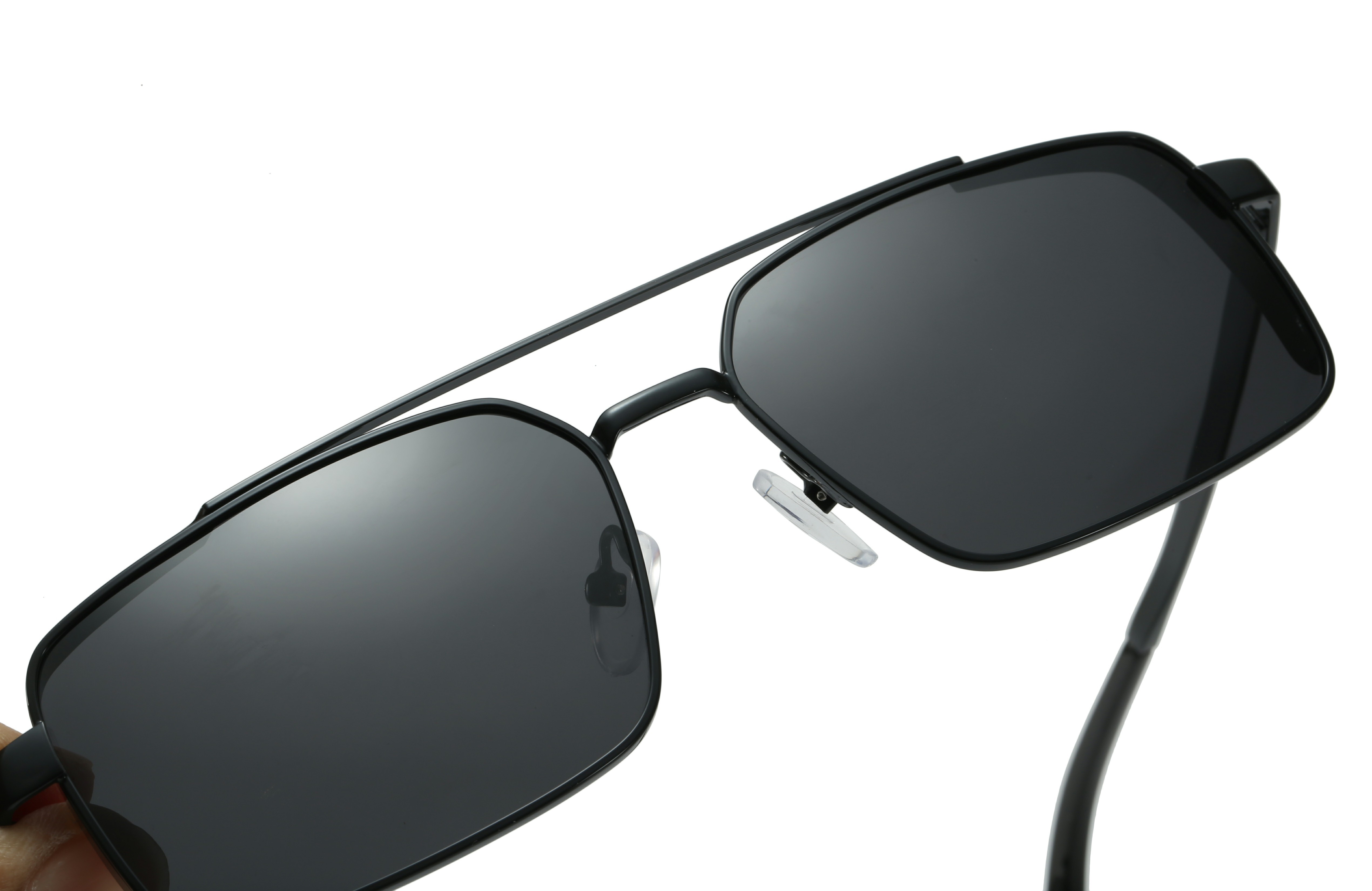 Enrico Cavaldi Metal Double Horizontal Bar Thick Legs Square Frame Design Polarized Sunglasses 8615