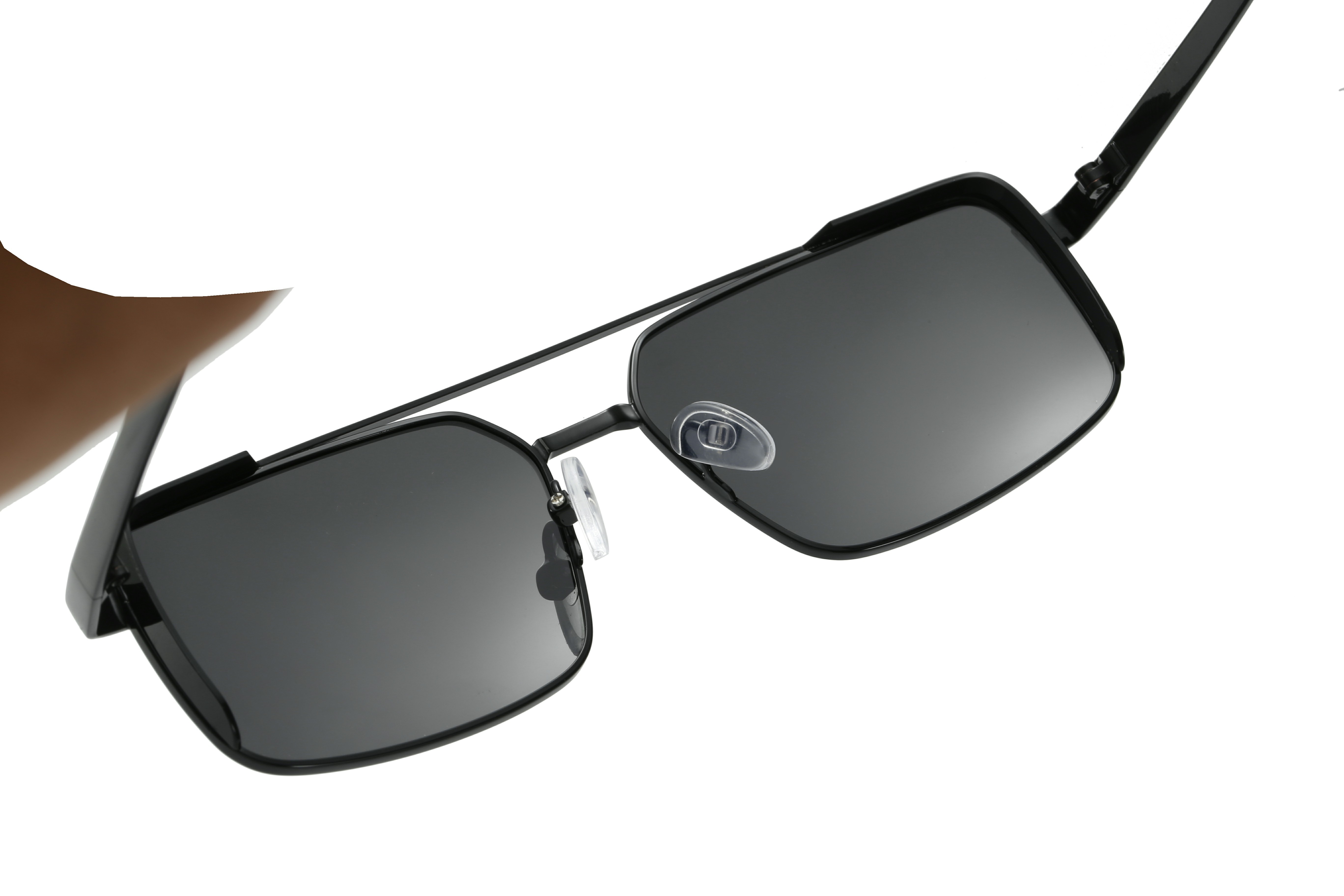 Enrico Cavaldi Metal Double Horizontal Bar Thick Legs Square Frame Design Polarized Sunglasses 8615