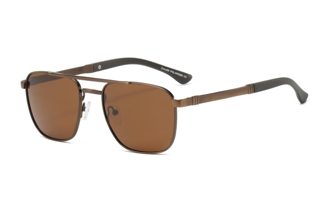 Enrico Cavaldi Double horizontal bar aviator style metal thick temples design polarized sunglasses 8662