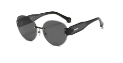 RIANOVA round rimless thick temples polarized sunglasses 6010