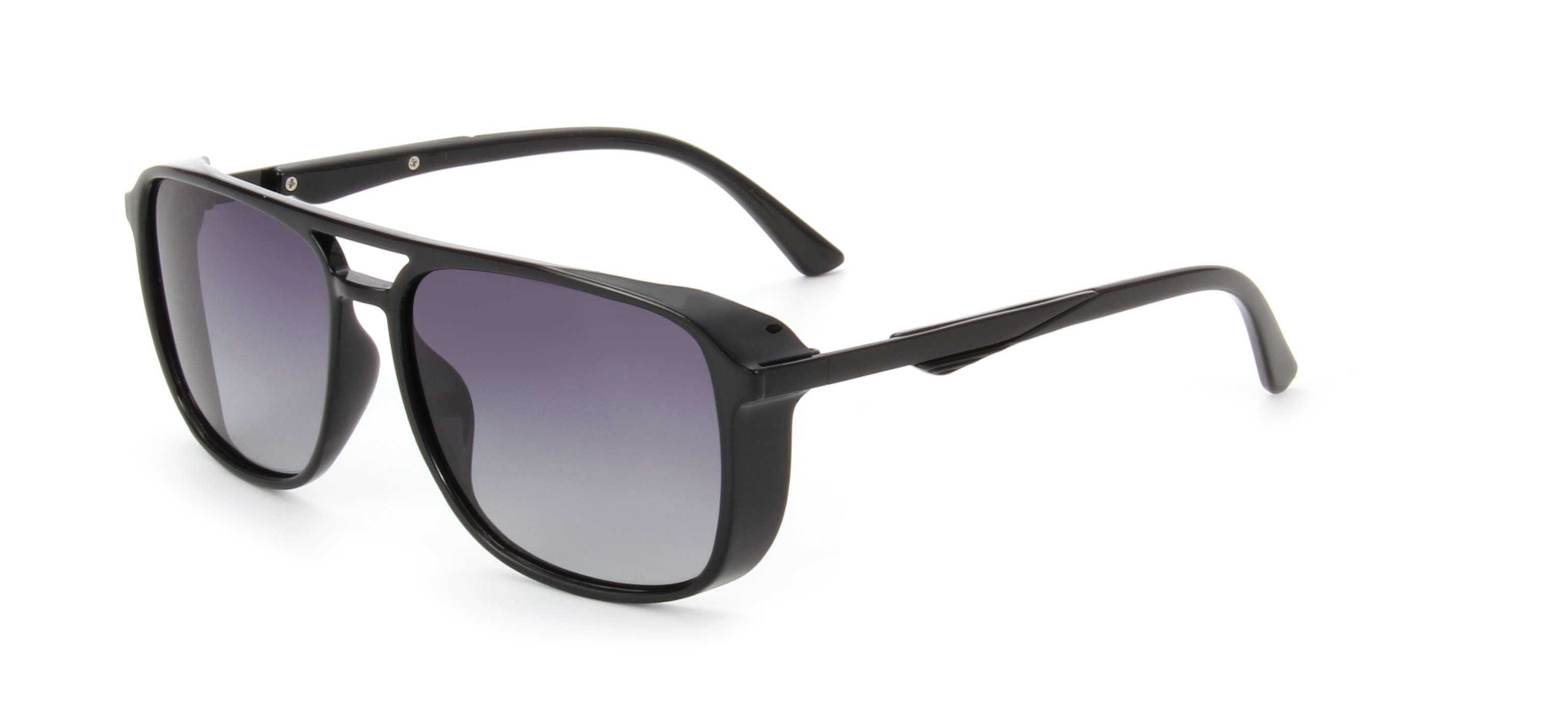 Enrico Cavaldi Classic Shape Double Horizontal Bar Edge Wrap Frame Polarized Sunglasses 68038