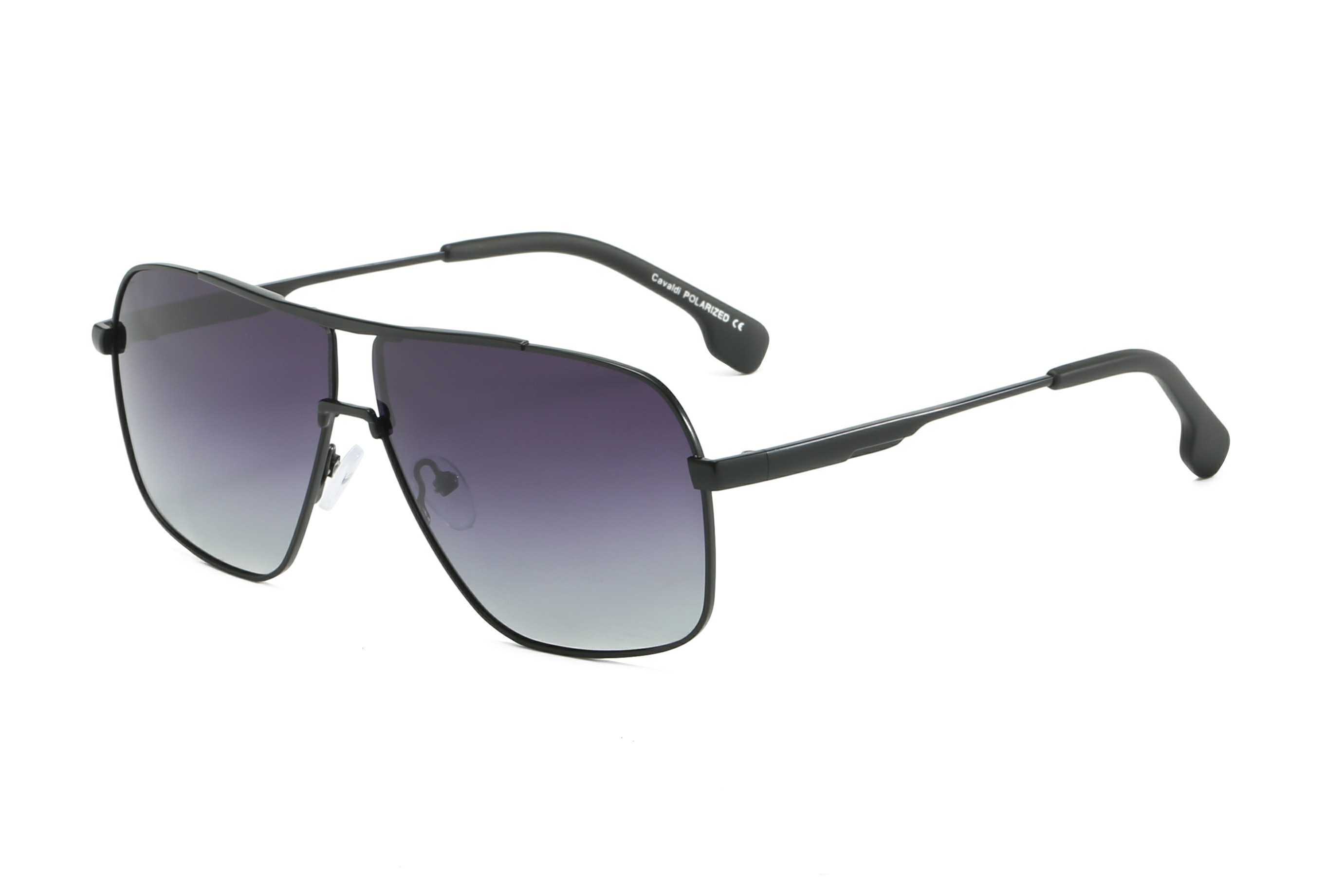 Enrico Cavaldi Double Crossbar Aviator Style Metal Leg Design Polarized Sunglasses 8663