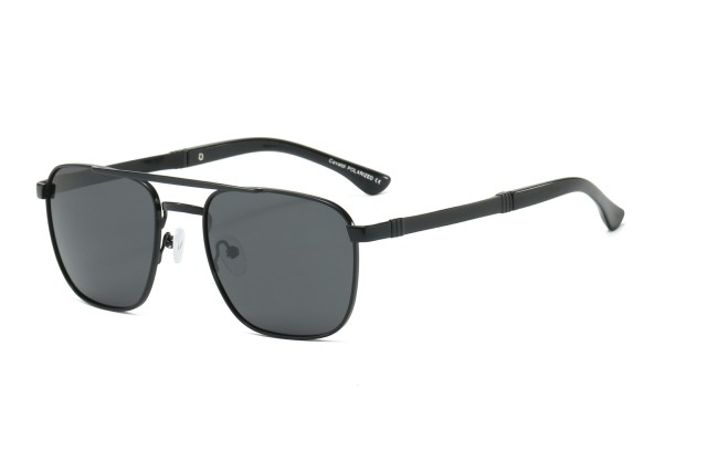 Enrico Cavaldi Double horizontal bar aviator style metal thick temples design polarized sunglasses 8662