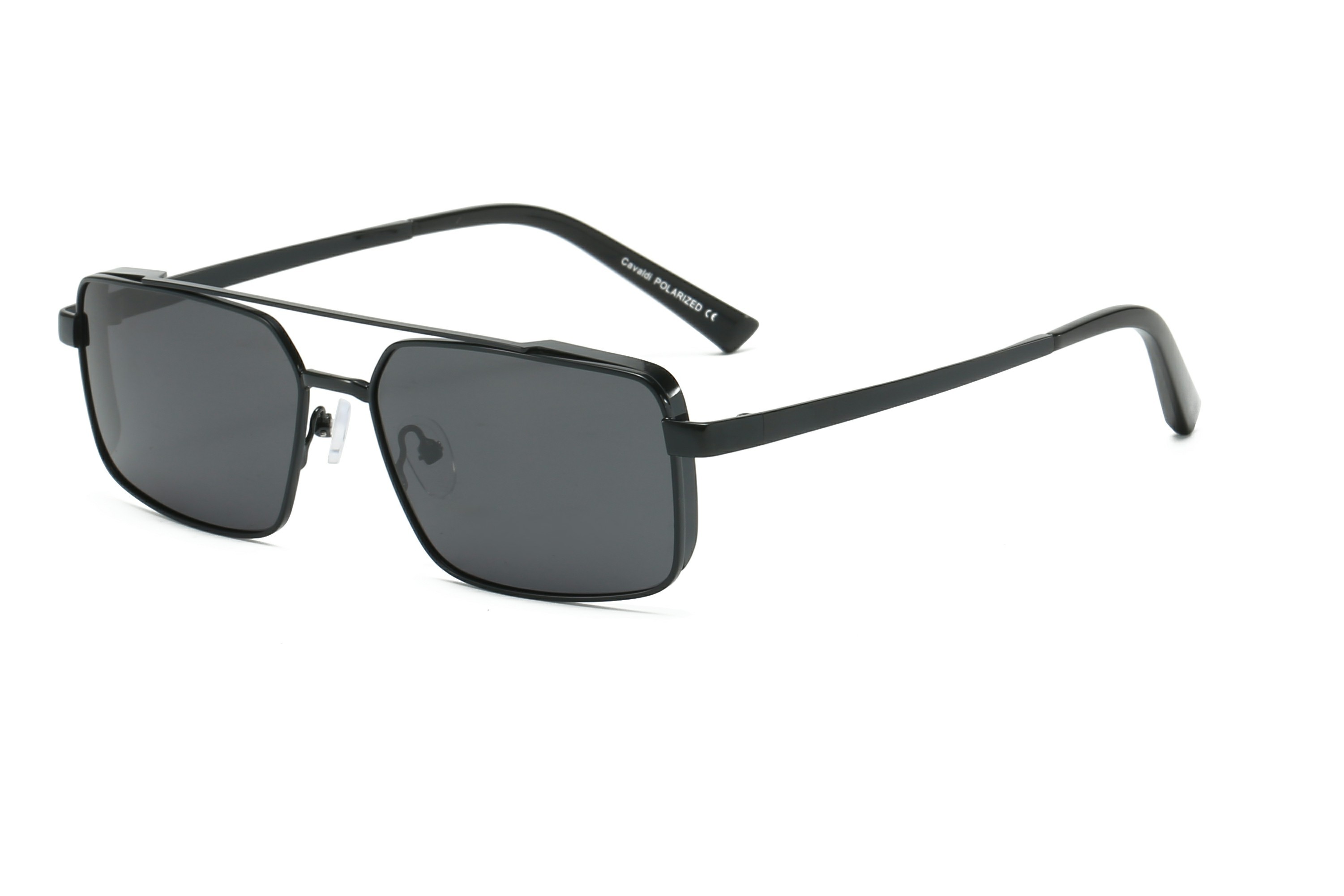 Enrico Cavaldi Metal Double Horizontal Bar Thick Legs Square Frame Design Polarized Sunglasses 8615
