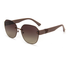 RIANOVA polarized sunglasses edge piping round rimless thick temples 6045
