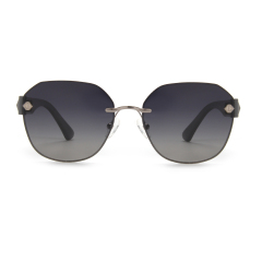 RIANOVA polarized sunglasses edge piping round rimless thick temples 6045