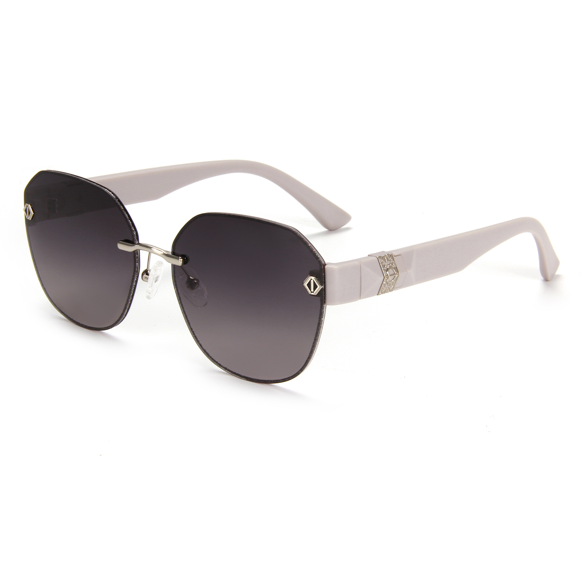 RIANOVA polarized sunglasses edge piping round rimless thick temples 6045