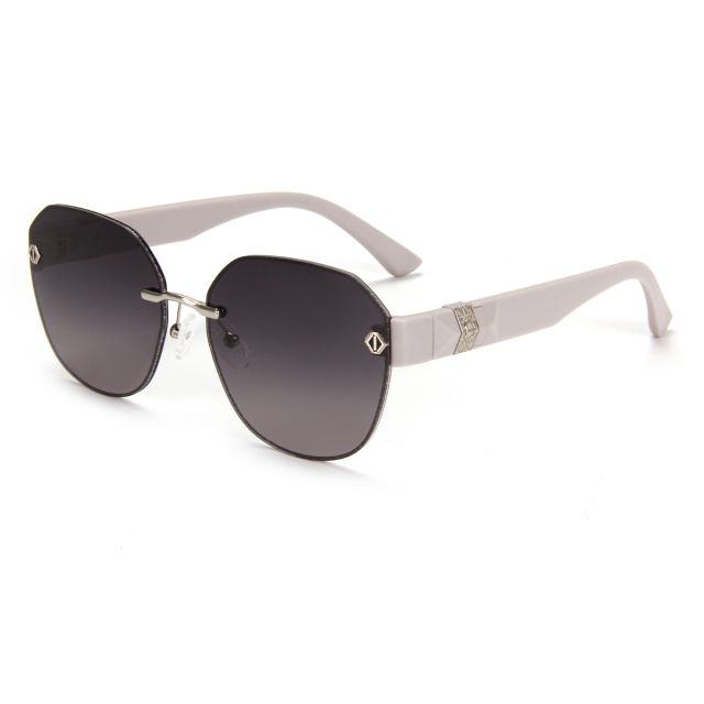 RIANOVA polarized sunglasses edge piping round rimless thick temples 6045