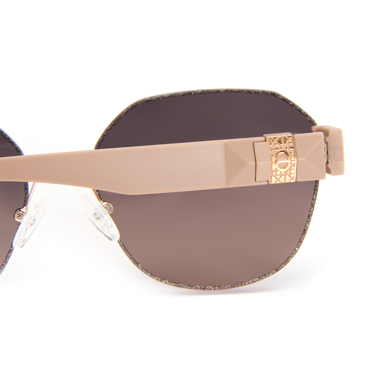 RIANOVA polarized sunglasses edge piping round rimless thick temples 6045