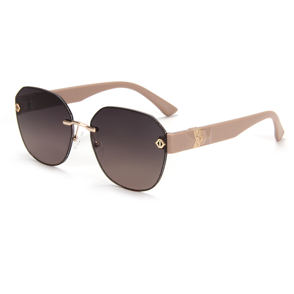RIANOVA polarized sunglasses edge piping round rimless thick temples 6045