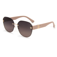 RIANOVA polarized sunglasses edge piping round rimless thick temples 6045